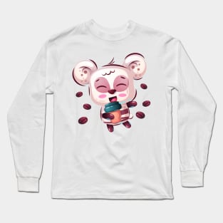 Cute panda with coffee Long Sleeve T-Shirt